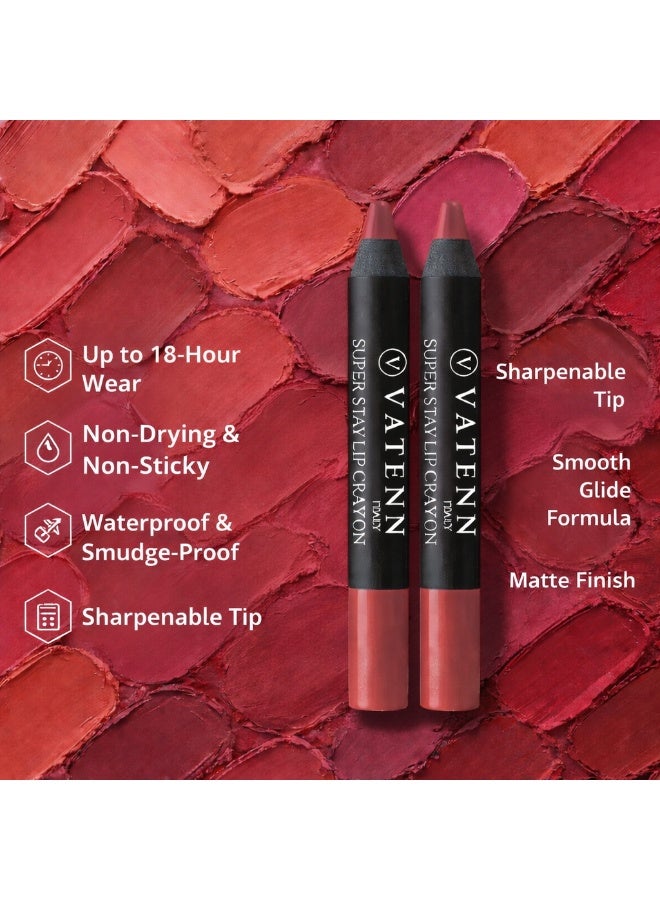 فاتن إيطاليا Super Stay Lip Crayon 411 | 18-Hour Matte Finish | Non-Drying, Non-Sticky | Waterproof, Smudge-Proof, Budge-Proof | Sharpener Tip for Fresh Precision - Image 3